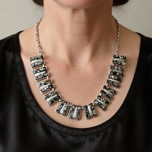 Necklace 60s Coro Confetti inlay adjustable chain link whimsical statement bold